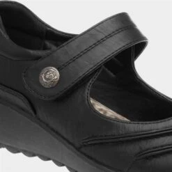 Cushion Walk Elinor Womens Black Bar Shoe -Canvas Comfort 120134 2 L05.20230718000248