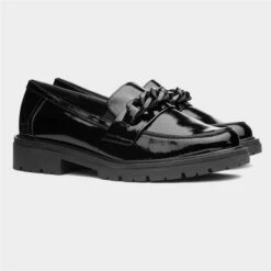 Jana Softline Womens Black Patent Loafer -Canvas Comfort 120375 2 L06.20230620000137