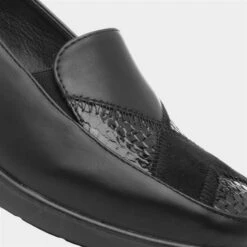 Softlites Womens Black Slip On Wedge Shoe -Canvas Comfort 12091 2 L05.20220928000558