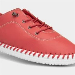 Lunar St Ives Womens Red Leather Shoe -Canvas Comfort 128047 2 L05.20230421000317