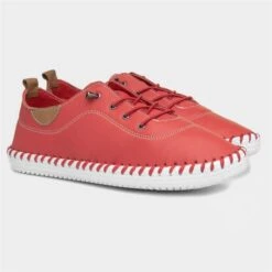 Lunar St Ives Womens Red Leather Shoe -Canvas Comfort 128047 2 L06.20230421000317