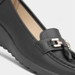 Cushion Walk Molly Womens Black Wedge Loafer -Canvas Comfort 128135 2 L05.20230804000214