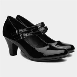 Lilley Violet Womens Black Patent Strap Court Shoe -Canvas Comfort 140006 2 L06.20230126000140