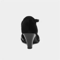 Lilley Vivien Womens Black T-Bar Court Shoe -Canvas Comfort 140007 2 L04.20230126000504