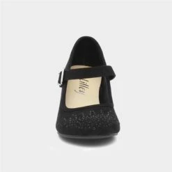 Lilley Womens Black Stud Court Shoe