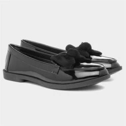 Lilley Womens Patent Loafer With Bow In Black -Canvas Comfort 150001 2 L06.20210426000028