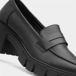 Lilley Amber Womens Black Chunky Heeled Loafer -Canvas Comfort 150007 2 L05.20230301000217