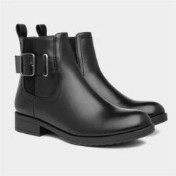 Lilley Womens Black Buckle Chelsea Boot -Canvas Comfort 180016 2 L06.20221012000022