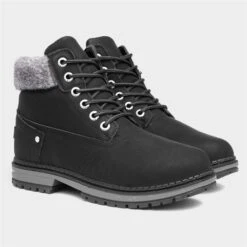 Cushion Walk Sarah Womens Black Lace Up Boot -Canvas Comfort 18045 2 L06.20230717000214