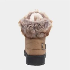 Lilley Womens Tan Fur Lace Up Boot -Canvas Comfort 18064 2 L04.20220928000628