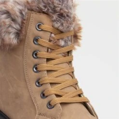 Lilley Womens Tan Fur Lace Up Boot -Canvas Comfort 18064 2 L05.20220928000628
