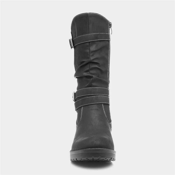 Lilley Marnie Womens Buckle Calf Boot In Black 3 Lilley Marnie Womens Buckle Calf Boot In Black