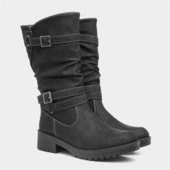 Lilley Marnie Womens Buckle Calf Boot In Black 11 Lilley Marnie Womens Buckle Calf Boot In Black -Canvas Comfort 181002 2 L06.20230126000520