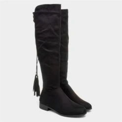 Lilley Maci Womens Black Knee High Tassel Boots -Canvas Comfort 18364 2 L06.20230105000227