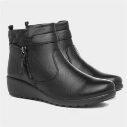 Cushion Walk Klara Womens Black Ankle Boot -Canvas Comfort 184059 2 L06.20230717000057