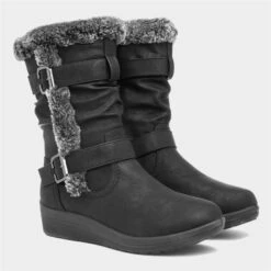Softlites Jo Womens Faux Fur Boot In Black -Canvas Comfort 18464 2 L06.20230126000152