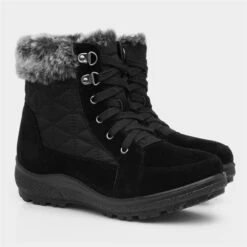 Softlites Womens Black Lace Up Ankle Boot -Canvas Comfort 185002 2 L06.20220711000605