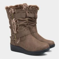 Softlites Jo Womens Brown Faux Fur Calf Boot -Canvas Comfort 185011 2 L06.20230126000523