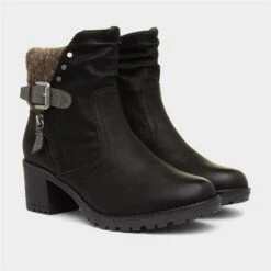 Relife Tracey Womens Black Heeled Boot -Canvas Comfort 185016 2 L06.20230321000149