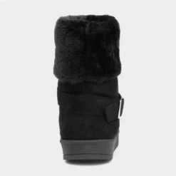 Lilley Womens Faux Fur Black Pull On Ankle Boot -Canvas Comfort 186037 2 L04.20220929000602
