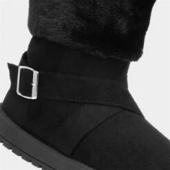 Lilley Womens Faux Fur Black Pull On Ankle Boot -Canvas Comfort 186037 2 L05.20220929000602
