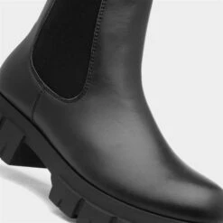 Lilley Mertle Womens Black Chunky Chelsea Boot -Canvas Comfort 186063 2 L05.20230126000533