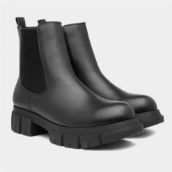 Lilley Mertle Womens Black Chunky Chelsea Boot -Canvas Comfort 186063 2 L06.20230126000533
