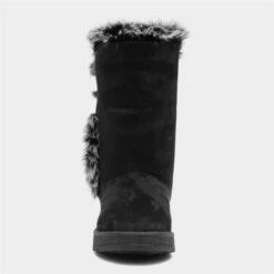 Lilley Womens Black Faux Fur Trim Calf Boot