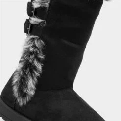 Lilley Womens Black Faux Fur Trim Calf Boot -Canvas Comfort 186068 2 L05.20220505000237