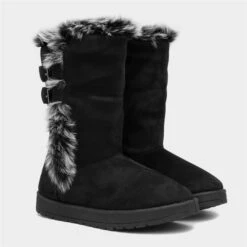 Lilley Womens Black Faux Fur Trim Calf Boot -Canvas Comfort 186068 2 L06.20220505000237