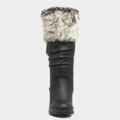 Lilley Womens Black High Leg Wedge Boot