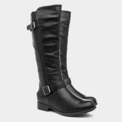Lilley Marcy Womens Black Riding Boot With Buckles -Canvas Comfort 18852 2 L06.20230105000228