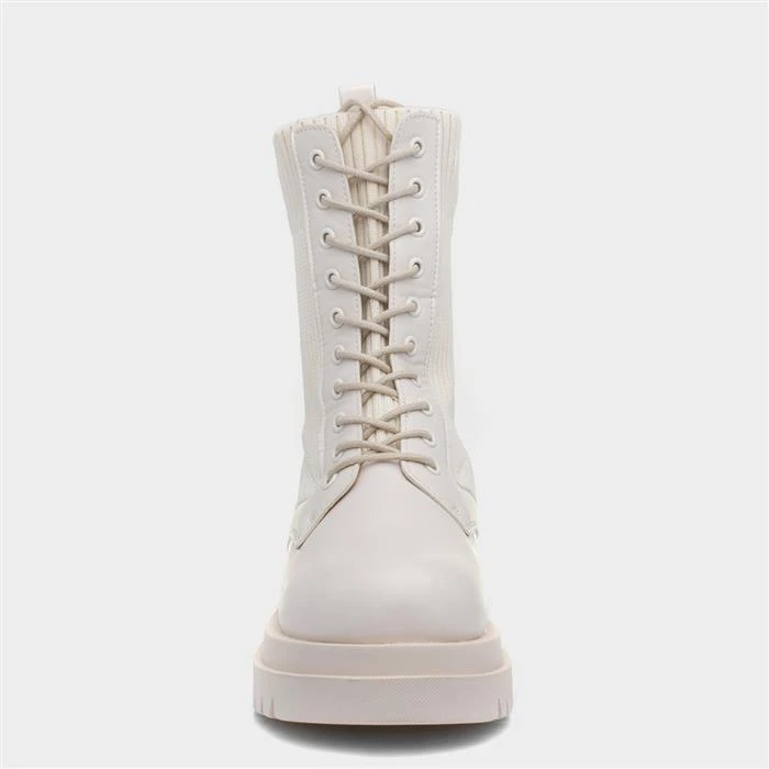 Truffle Britney Womens Cream Lace Up Boot 3 Truffle Britney Womens Cream Lace Up Boot