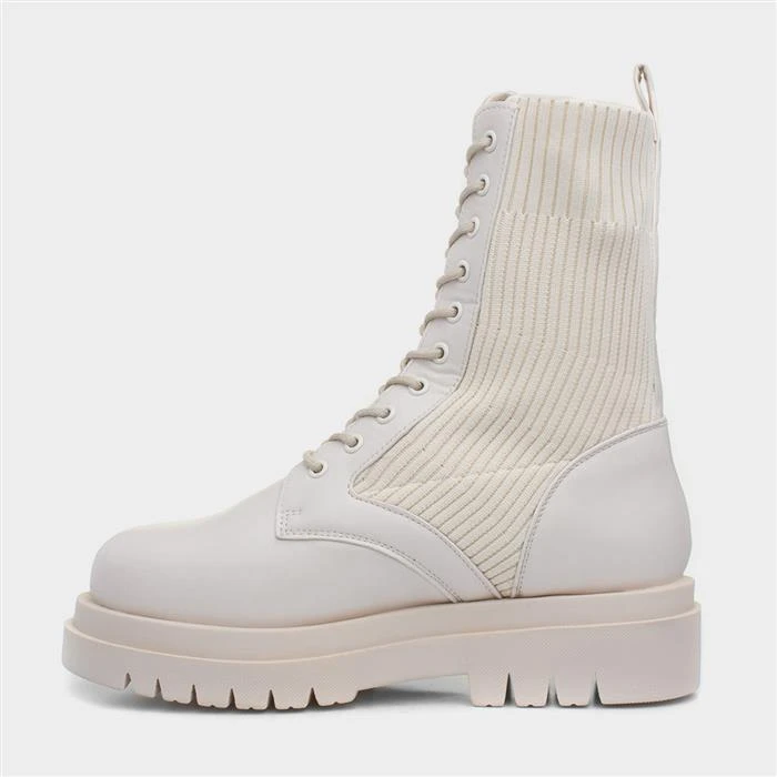 Truffle Britney Womens Cream Lace Up Boot 4 Truffle Britney Womens Cream Lace Up Boot - Image 2