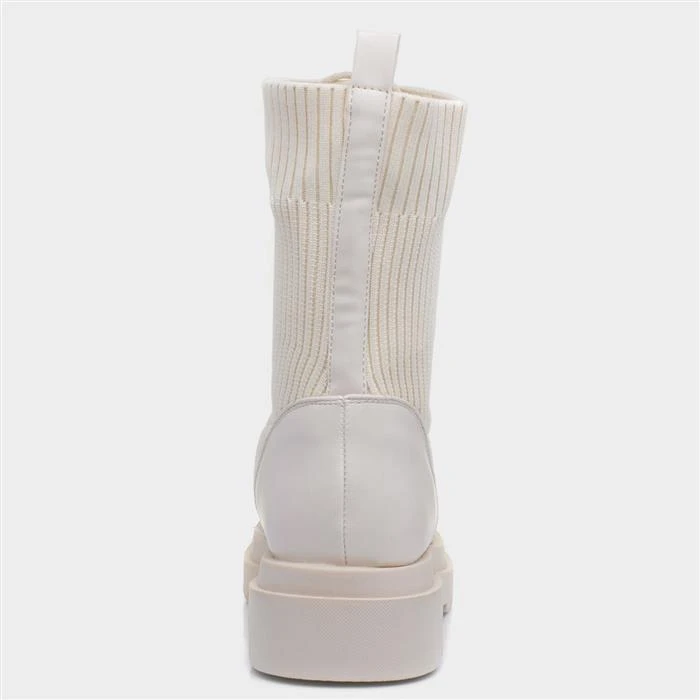 Truffle Britney Womens Cream Lace Up Boot 5 Truffle Britney Womens Cream Lace Up Boot - Image 3