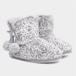 The Slipper Company Grey Leopard Womens Bootie -Canvas Comfort 694025 2 L06.20230127000138