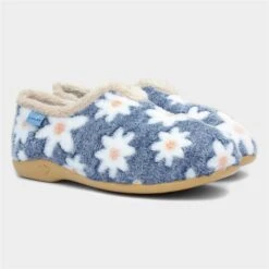 Lunar Daisy Womens Blue Floral Full Slipper 11 Lunar Daisy Womens Blue Floral Full Slipper -Canvas Comfort 699001 2 L06.20230412000639